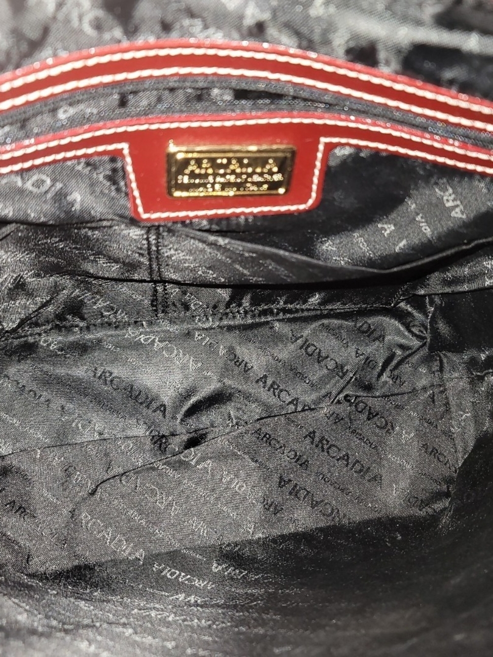 Arcadia Red Patent Tote with Cream Handles - Picture 9 of 10